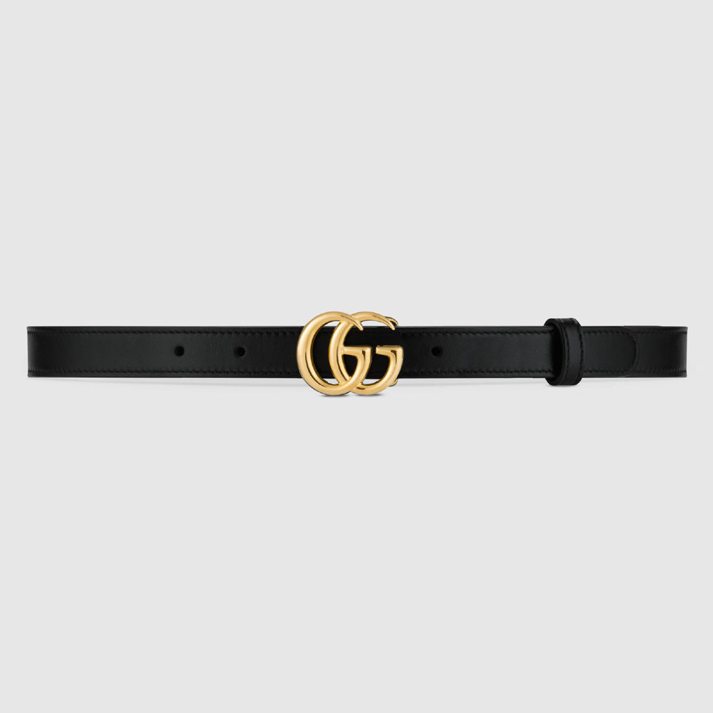 Gucci GG Marmont leather belt with shiny buckle 409417 0YA0O 1000