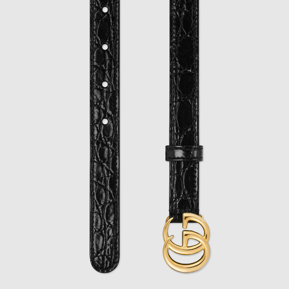 Gucci GG Marmont caimn belt with shiny buckle 409417 E7I0O 1000 - Photo-2