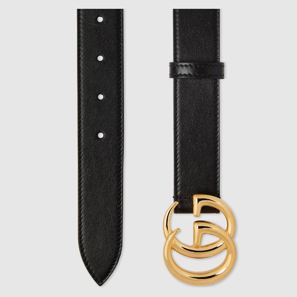 Gucci GG Marmont leather belt shiny buckle 414516 0YA0G 1000 - Photo-2