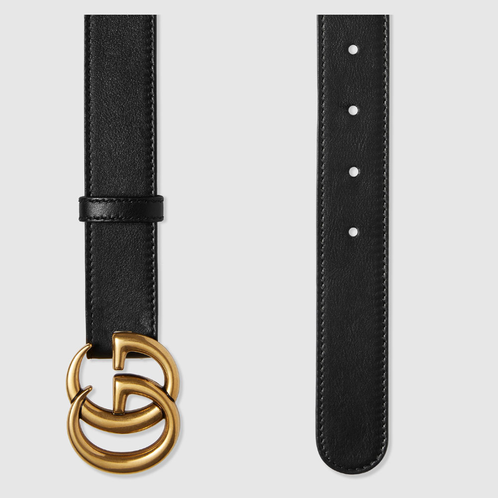 Gucci Leather belt with double G buckle 414516 AP00T 1000 - Photo-2