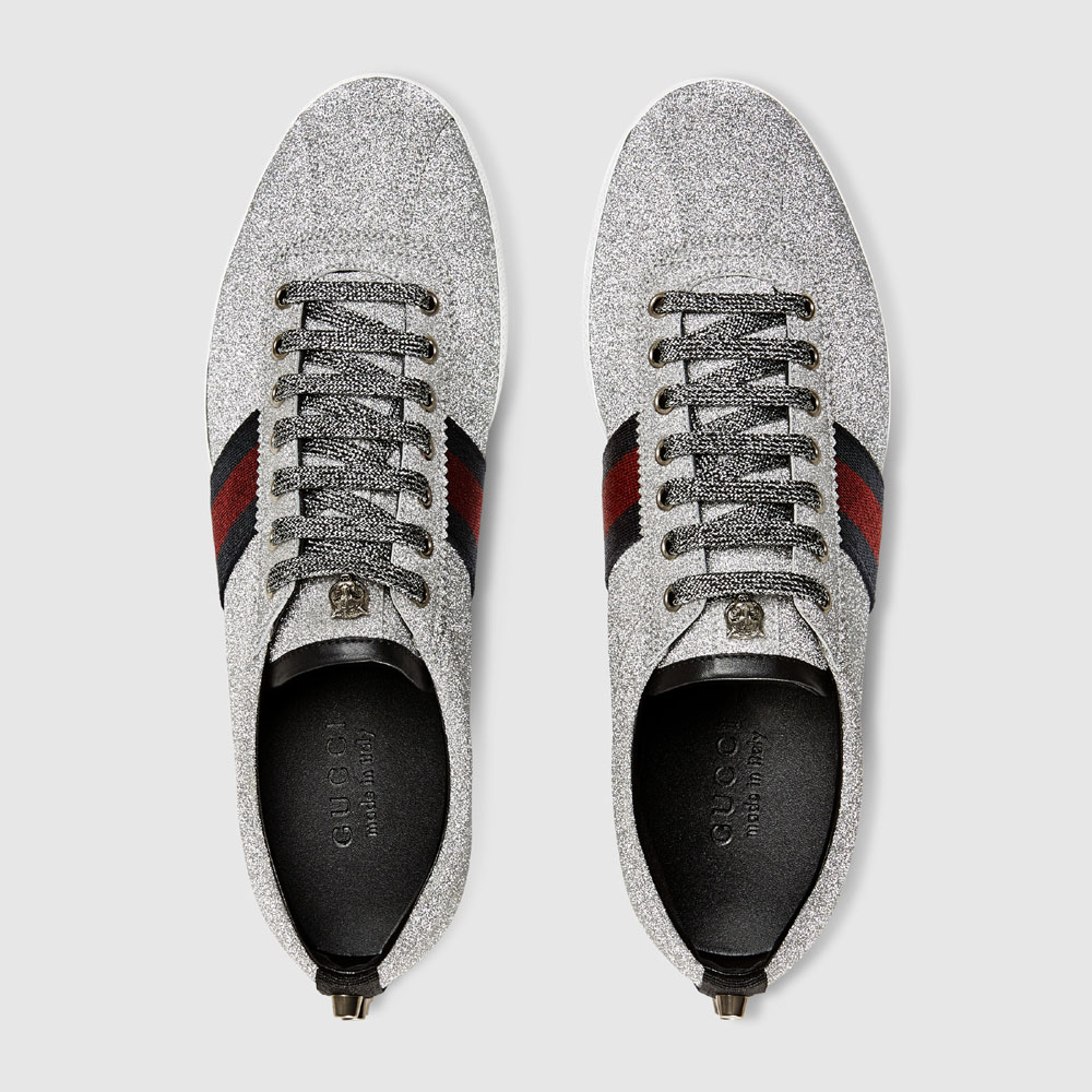 Gucci Glitter Web sneaker with studs 414684 KW040 8162 - Photo-2