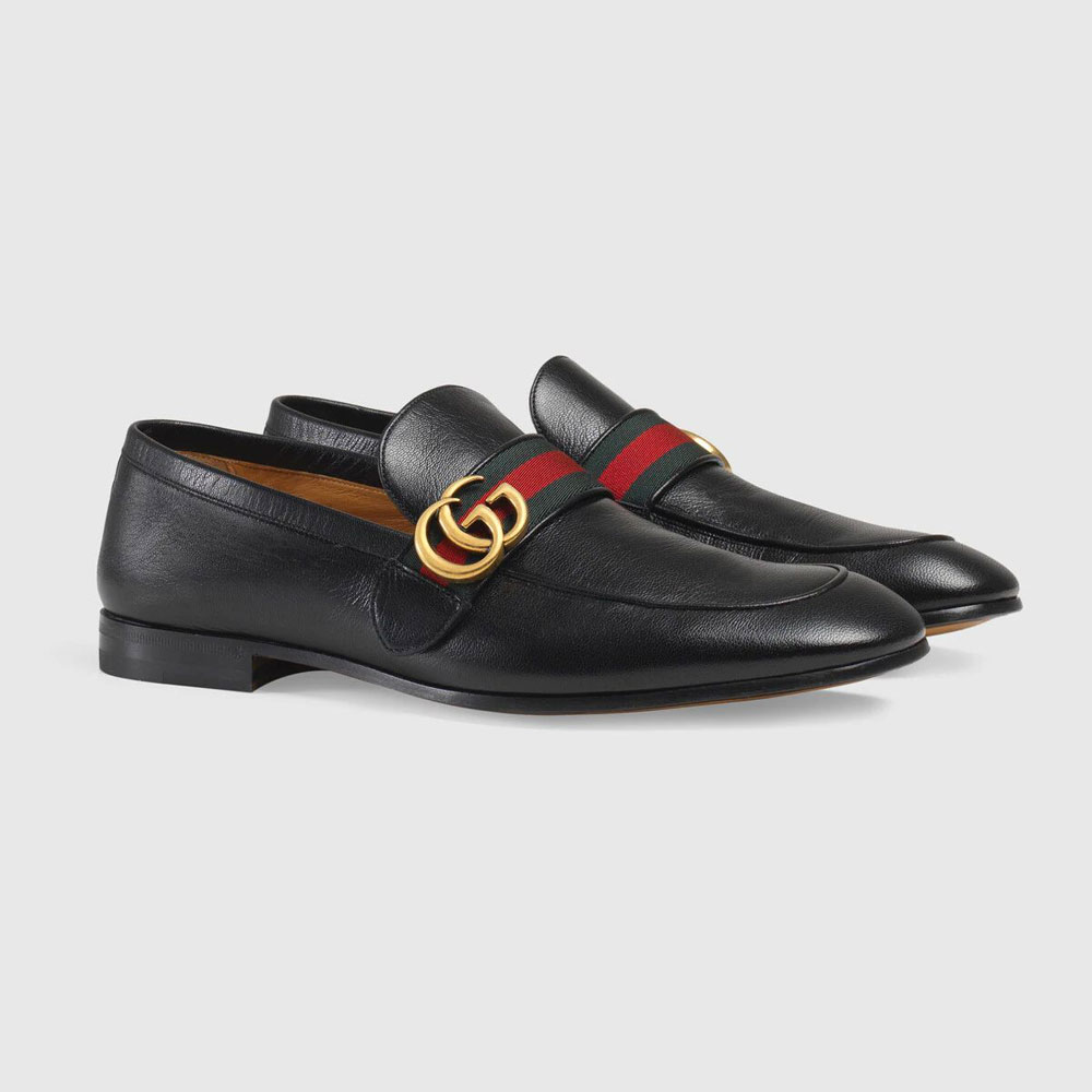Gucci Leather loafer with Double G and Web 428609 D3VN0 1060