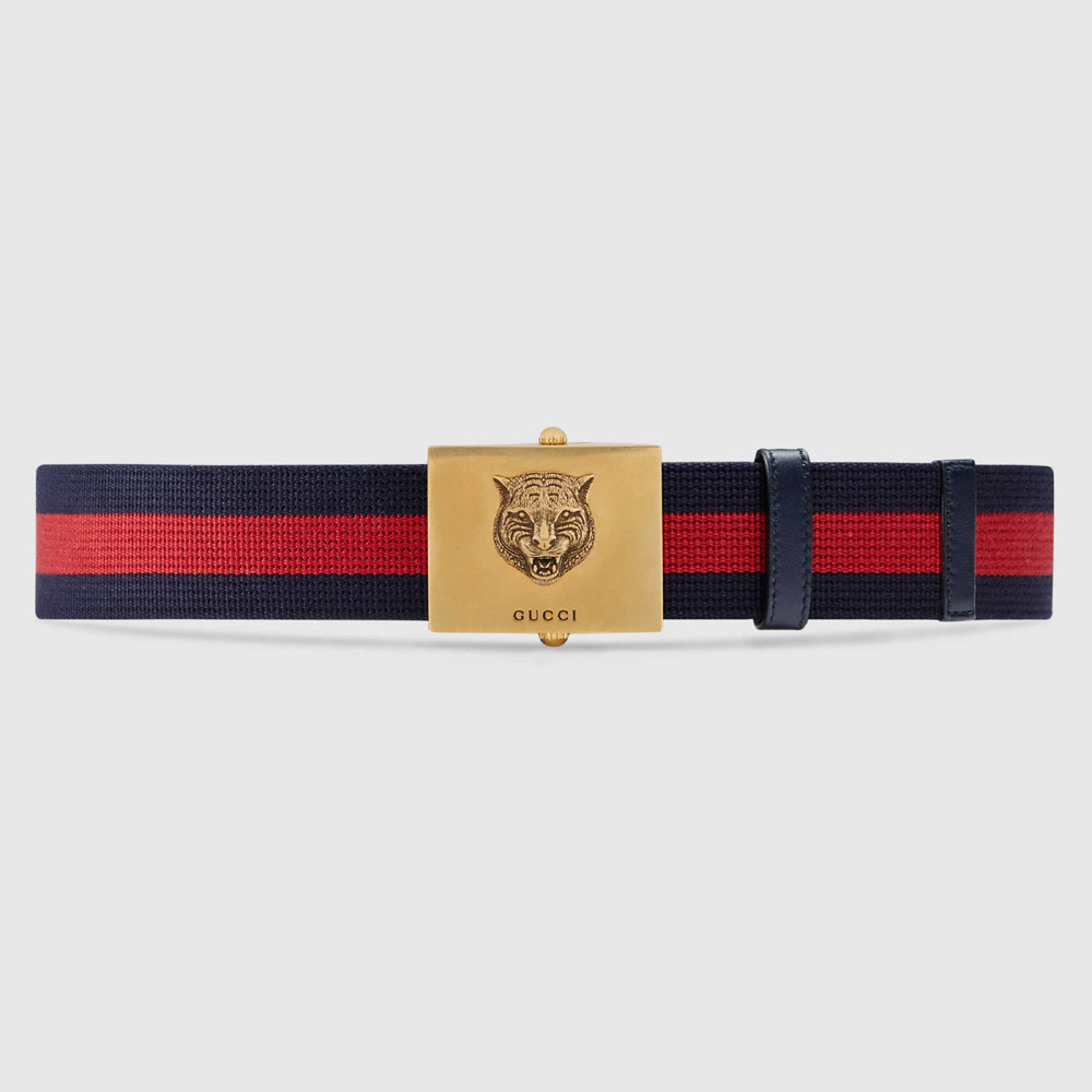 Gucci Embroidered Web belt 437498 H1FIT 8497