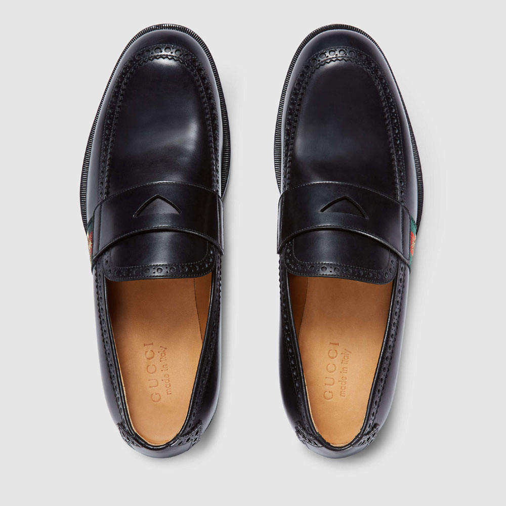 Gucci Leather loafer with Web 450990 DKG20 1060 - Photo-2