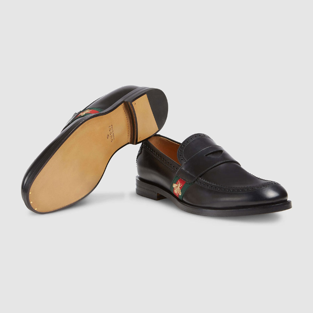 Gucci Leather loafer with Web 450990 DKG20 1060 - Photo-4