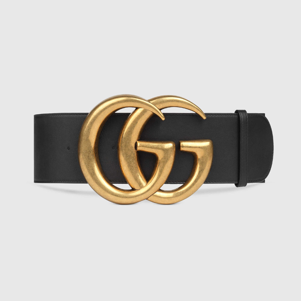 Gucci Wide leather belt with Double G 453265 AP00T 1000