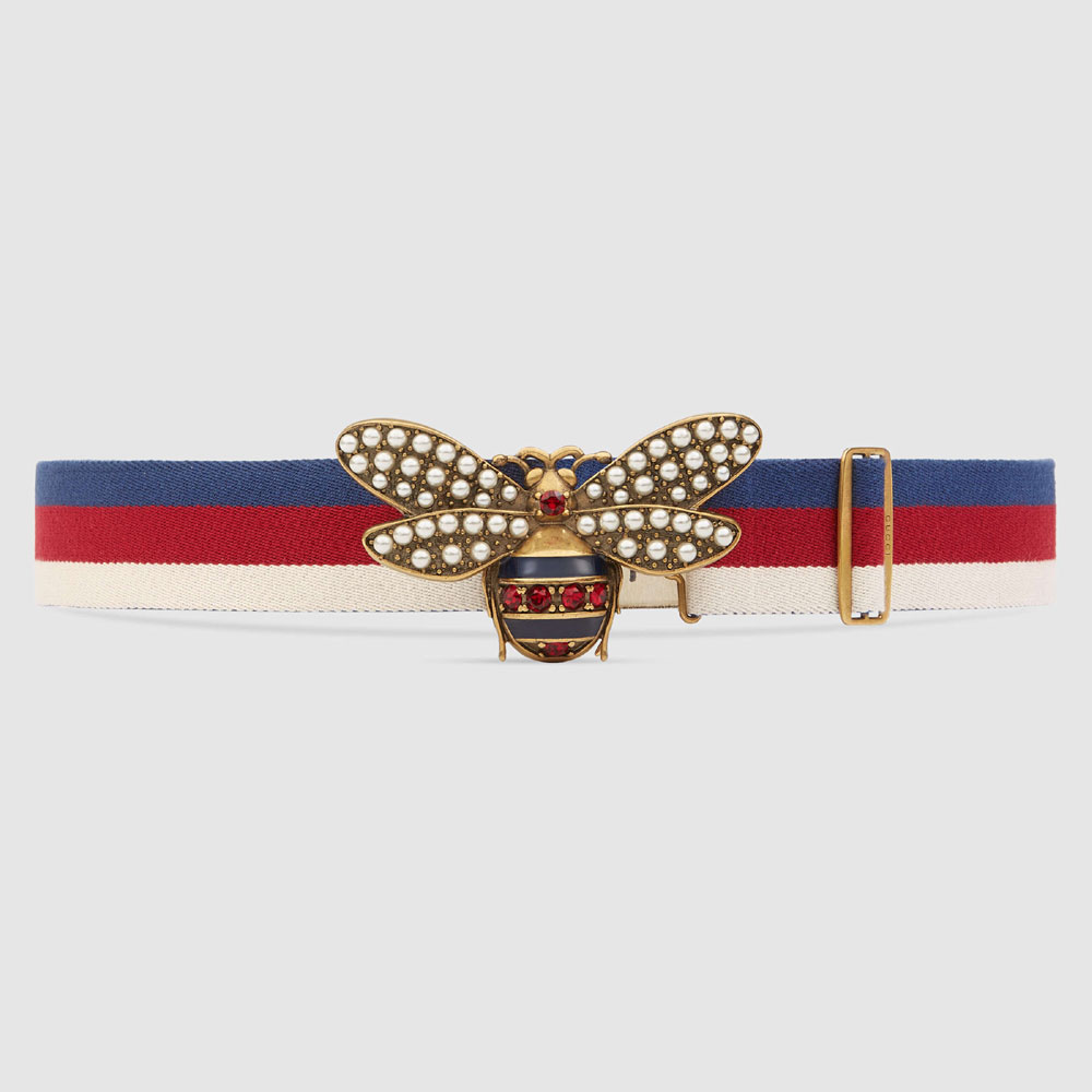 Gucci Sylvie Web belt with bee 453277 HGW2T 9092