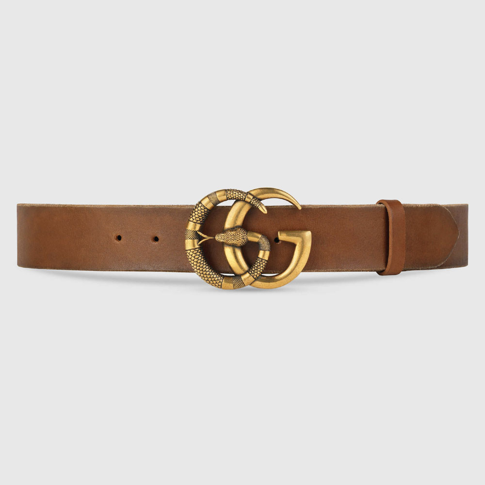 Gucci Leather belt with Double G buckle with snake 458949 CVE0T 2535