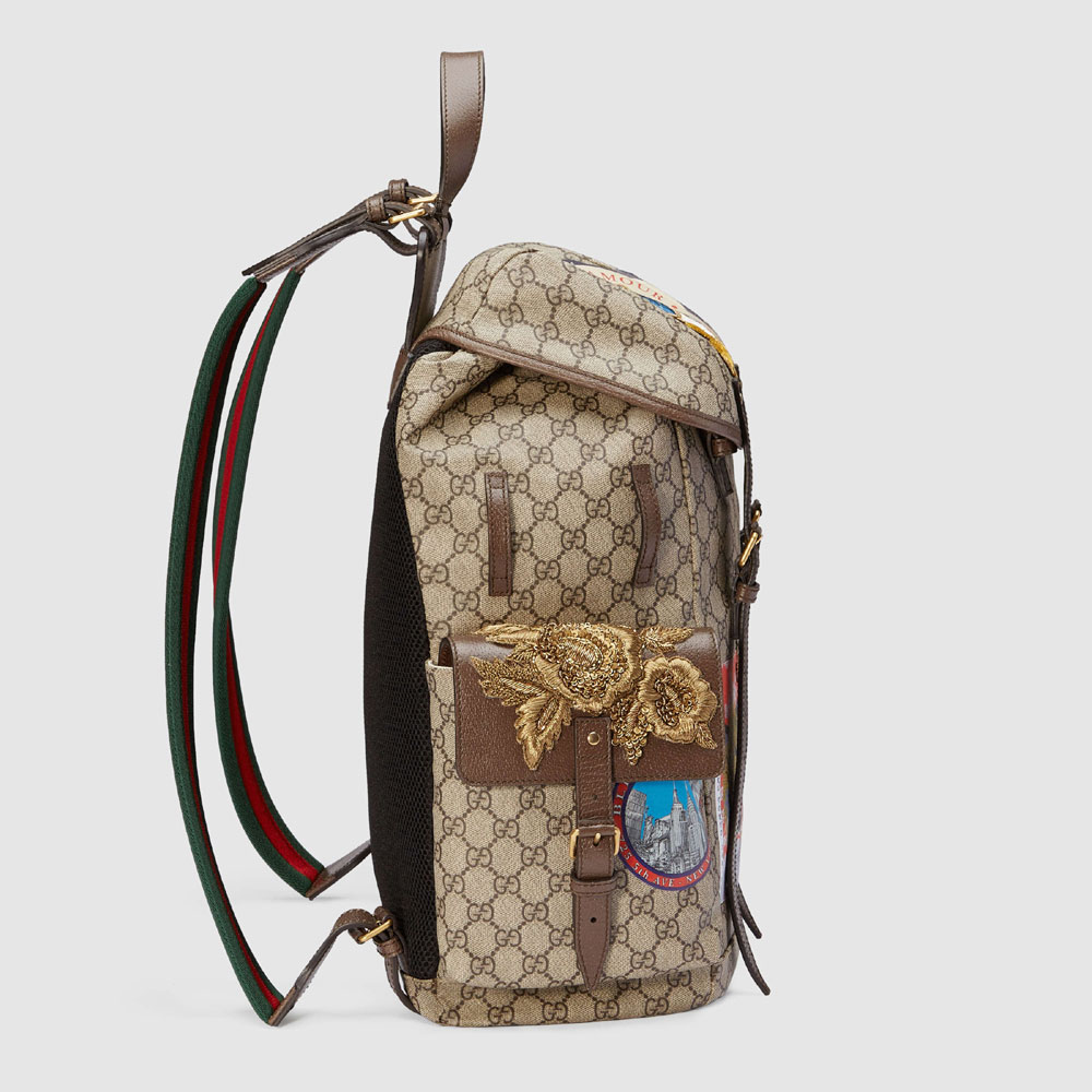 Gucci Soft GG Supreme backpack with appliques 460029 K5I7T 8854 - Photo-3