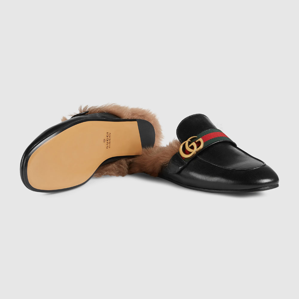Gucci Princetown leather slipper with Double G 469950 D3VU0 1065 - Photo-4