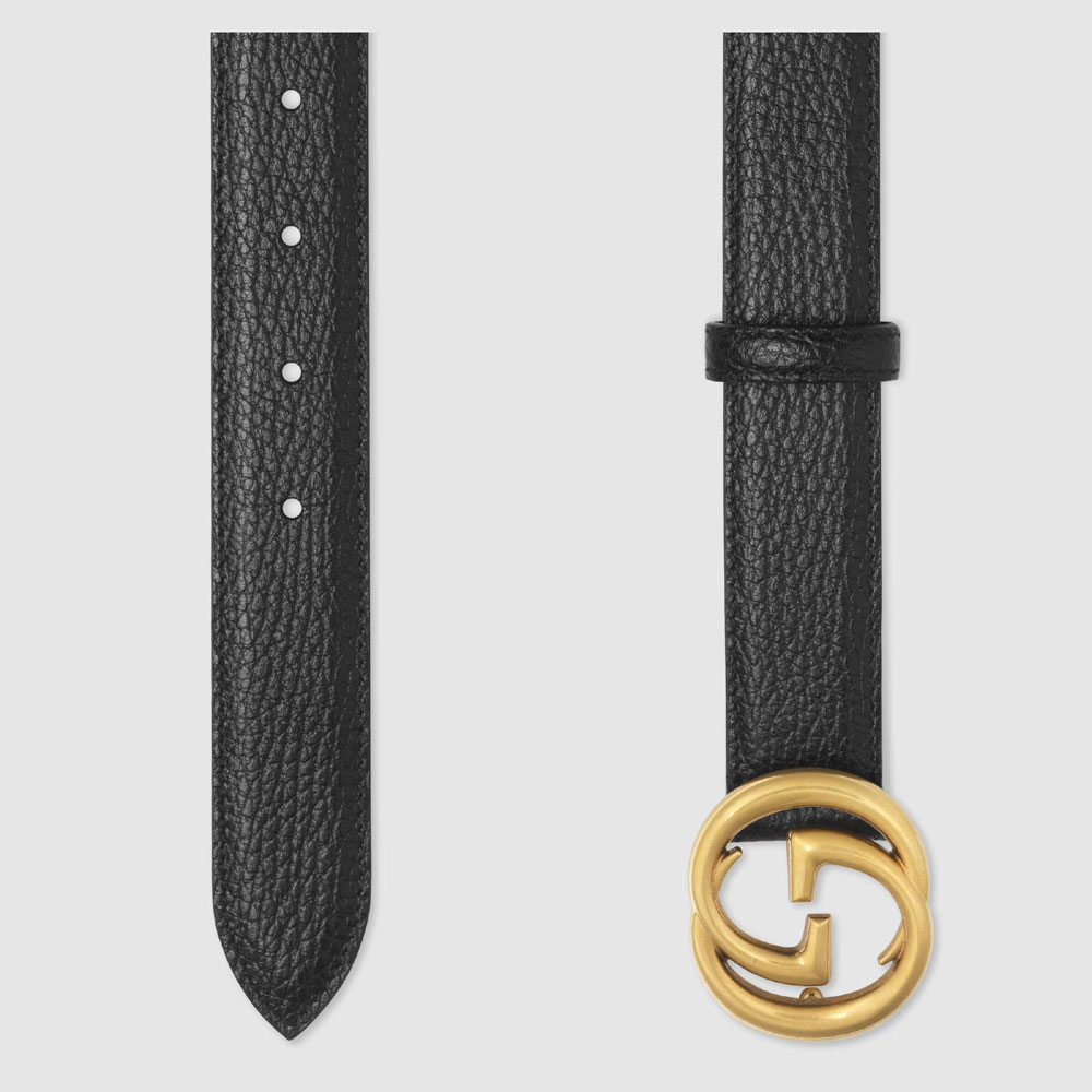 Gucci Leather belt interlocking G buckle 474345 CAO0T 1000 - Photo-2