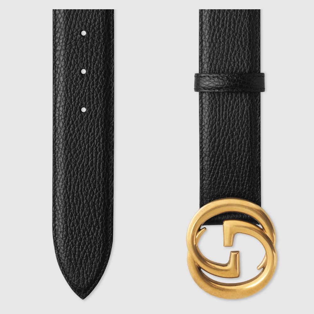 Gucci Leather belt interlocking G buckle 474347 CAO0T 1000 - Photo-2