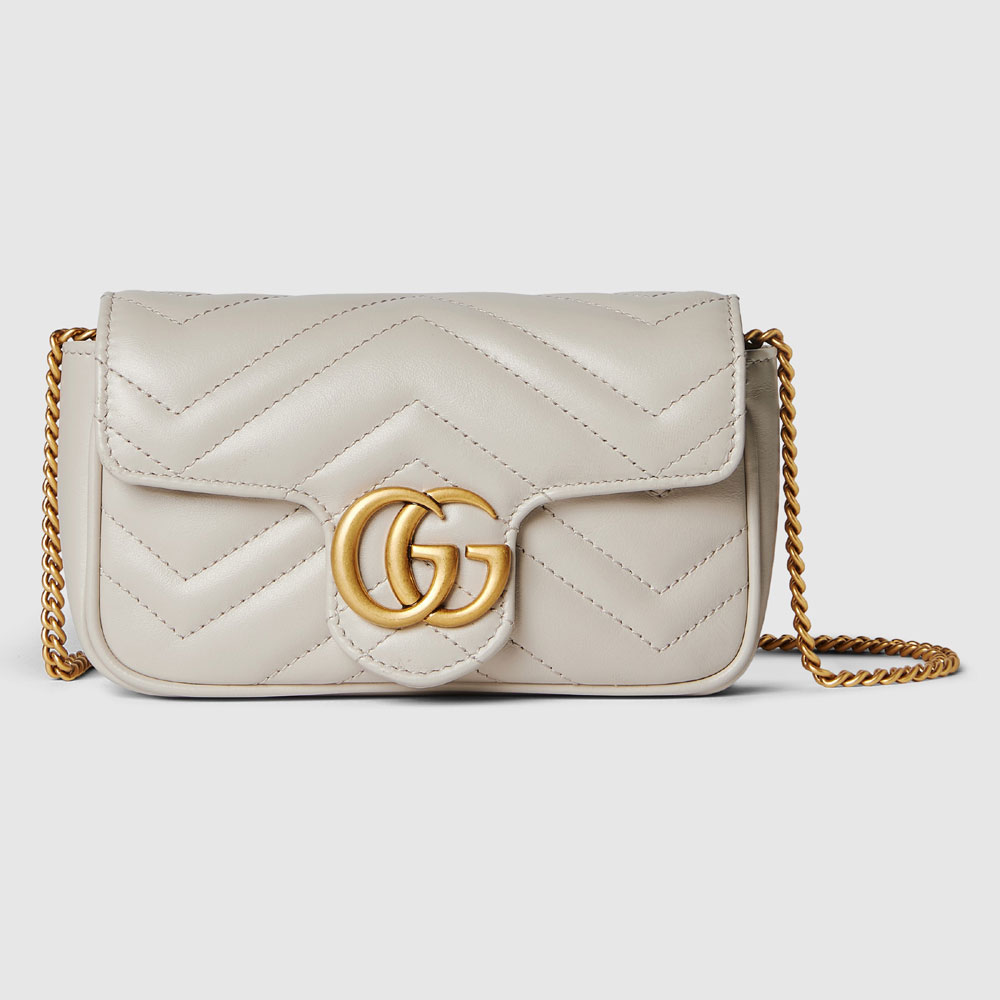 Gucci GG Marmont Super Mini Bag Light Grey 476433 DTDHT 1712