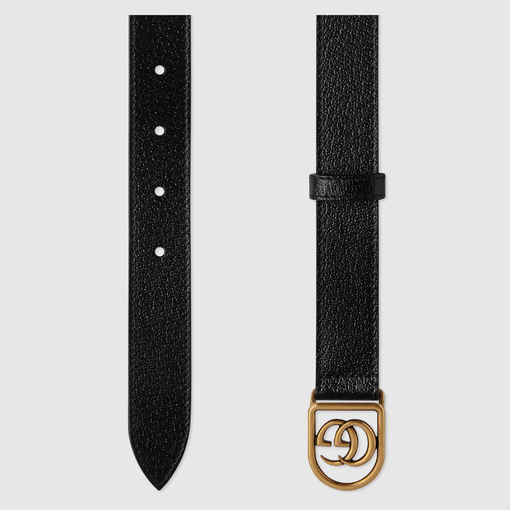 Gucci Leather belt with framed Double G 495128 DJ20T 1000 - Photo-2