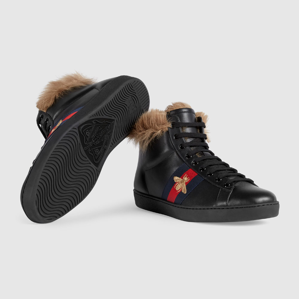 Gucci Ace high-top sneaker with wool 497367 0FI50 1093 - Photo-4