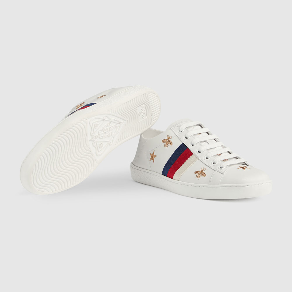 Gucci Ace sneaker with bees and stars 498205 AXWQ0 9098 - Photo-3