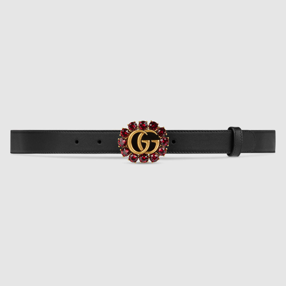 Gucci Leather belt with Double G and crystals 501175 AP0IT 8230