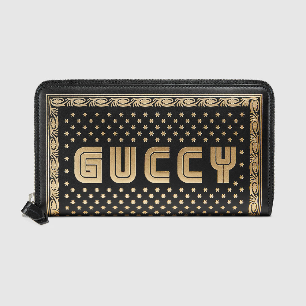 Gucci Guccy print leather zip around wallet 510488 0GUSN 1055