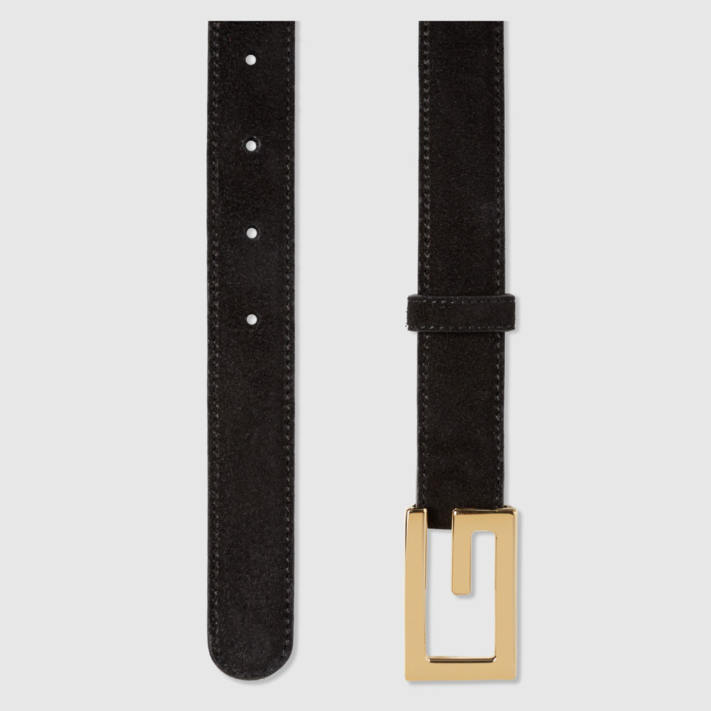 Gucci Suede belt with G buckle 523305 CRJ0G 1000 - Photo-2