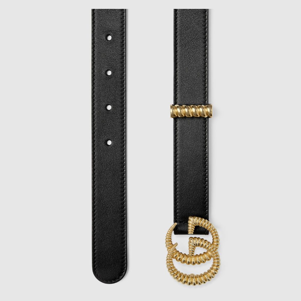 Gucci Leather belt torchon Double G buckle 524103 AP00G 1000 - Photo-2