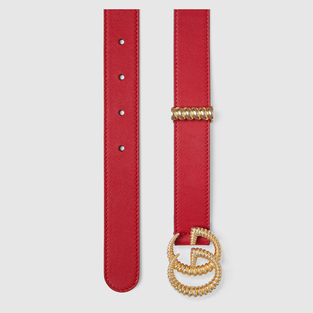 Gucci Leather belt torchon Double G buckle 524103 AP00G 6433 - Photo-2