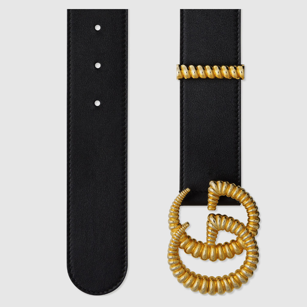 Gucci Leather belt torchon Double G buckle 524105 AP00G 1000 - Photo-2