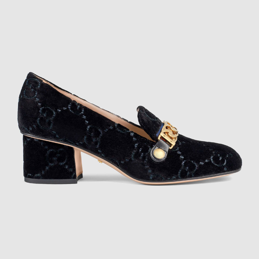 Gucci Sylvie GG velvet mid-heel pump 525082 9TI10 1071 - Photo-2