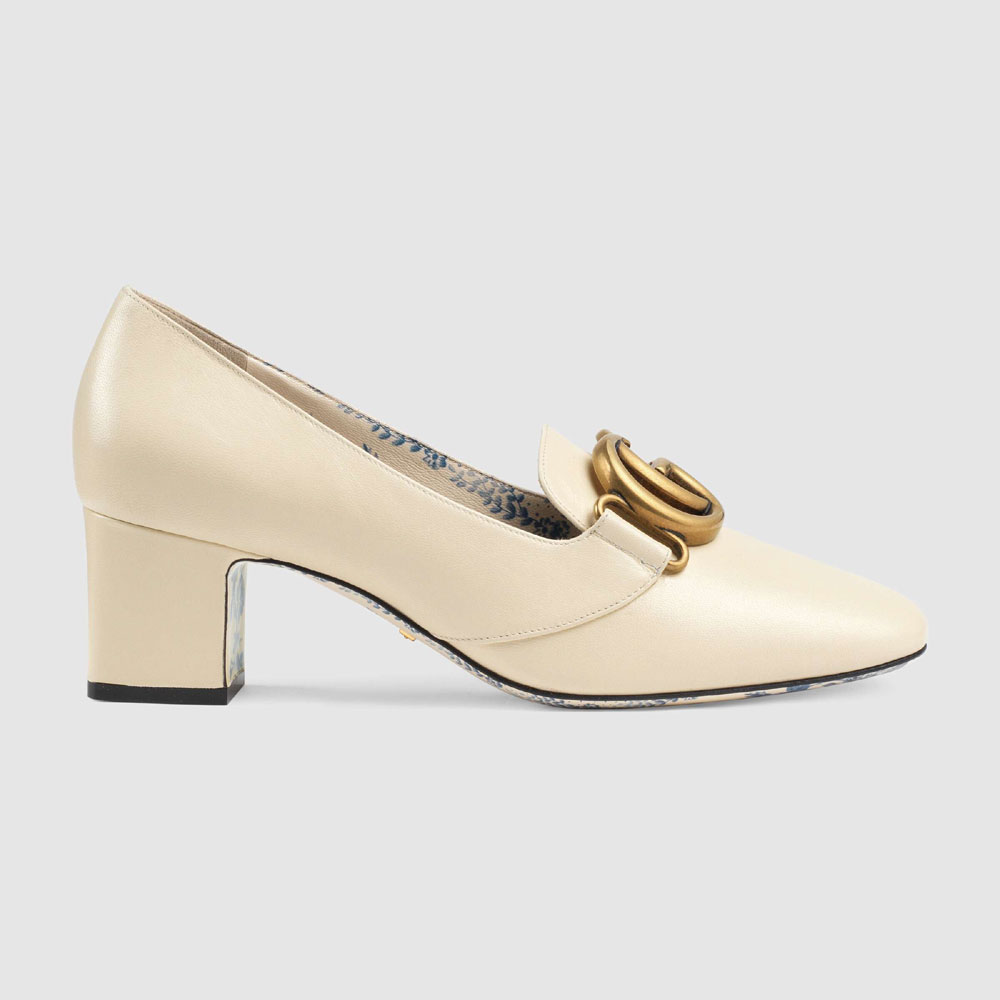 Gucci Leather mid-heel pump with Double G 525333 C9D00 9526 - Photo-2