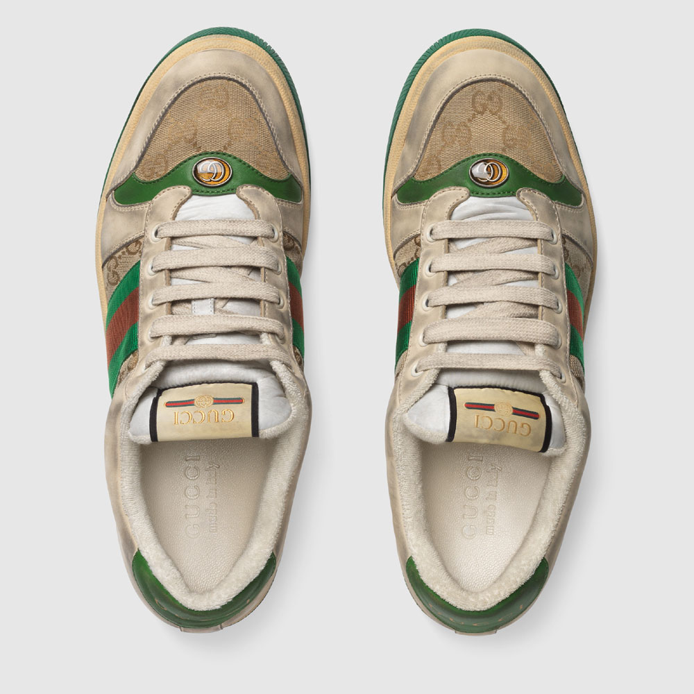 Gucci Distressed GG canvas and leather sneaker 546551 9Y920 9666 - Photo-2