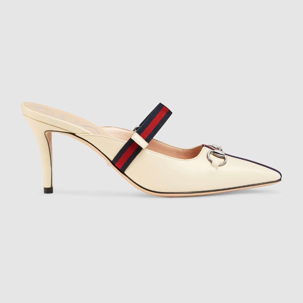 Gucci Mid-heel slide with Web 549617 0HEX0 9576 - Photo-2