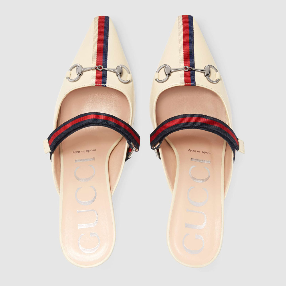 Gucci Mid-heel slide with Web 549617 0HEX0 9576 - Photo-3