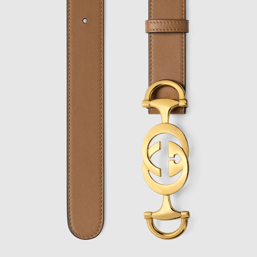Gucci Leather belt with Interlocking G Horsebit 550122 AP00G 2837 - Photo-2
