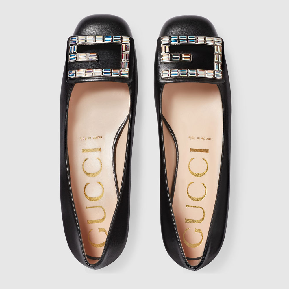 Gucci Leather ballet flat with crystal G 551434 C9D00 1000 - Photo-2