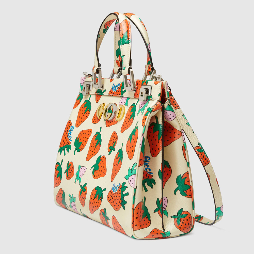 Gucci Zumi Strawberry print medium top handle bag 564714 08NAX 9036 - Photo-2