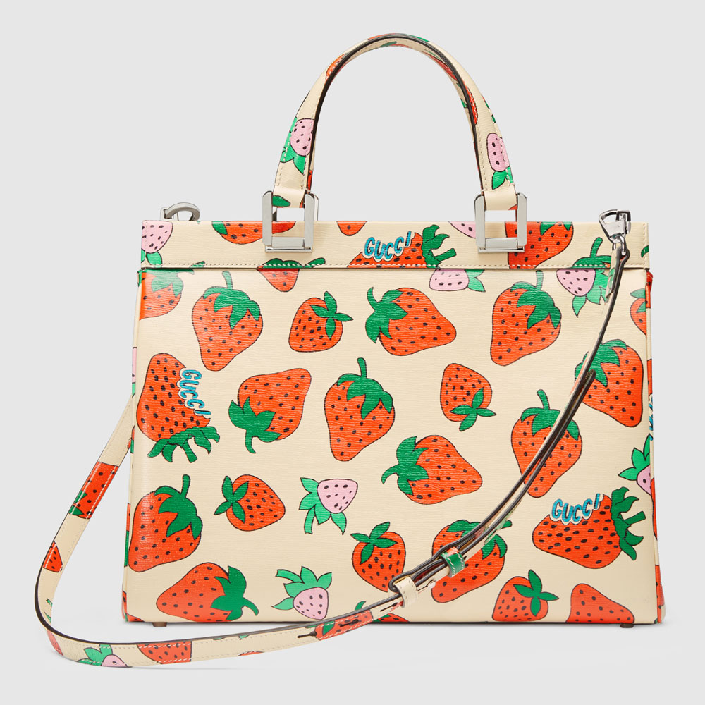 Gucci Zumi Strawberry print medium top handle bag 564714 08NAX 9036 - Photo-3