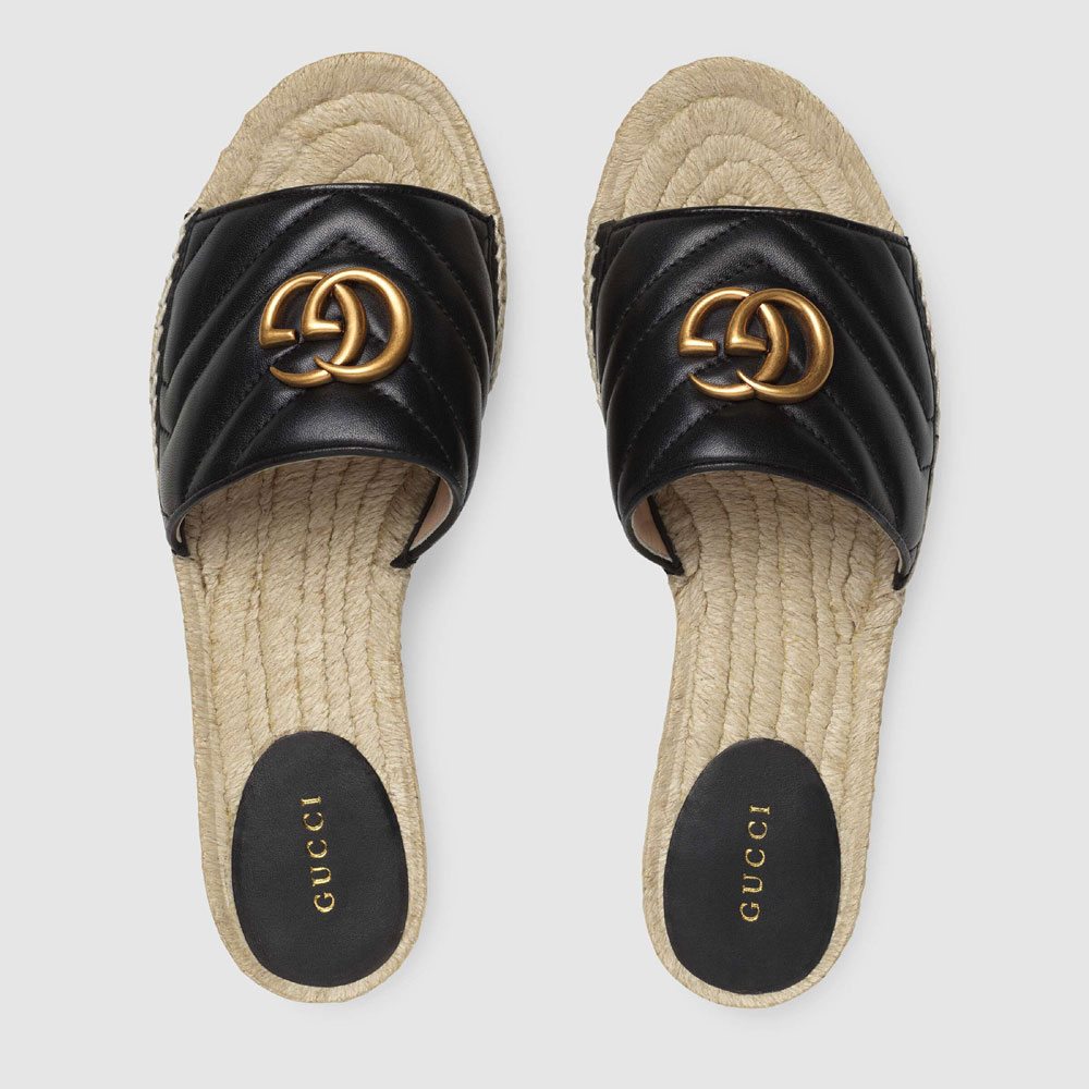 Gucci Leather espadrille sandal 573028 BKO00 1000 - Photo-3