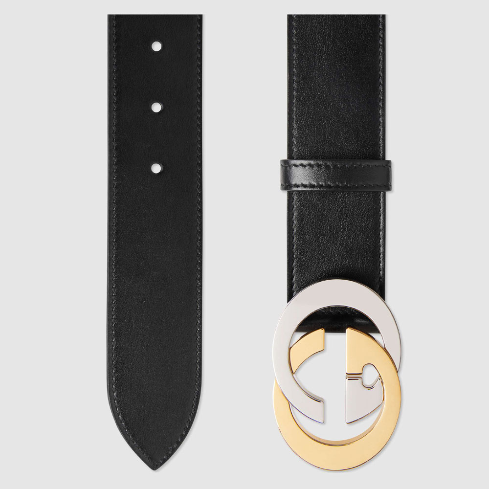 Gucci Leather belt Interlocking G buckle 574808 0YA0X 1000 - Photo-2