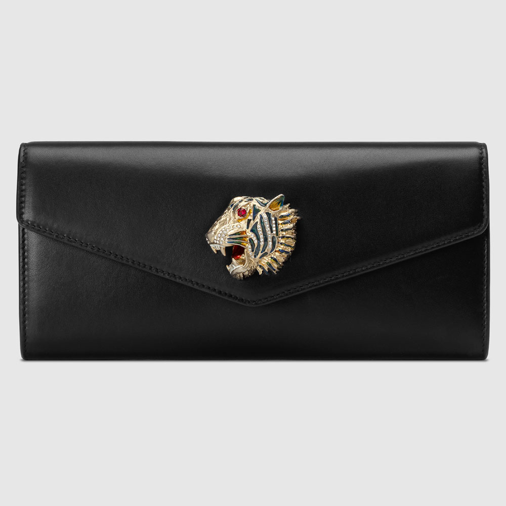 Gucci Broadway leather clutch with tiger 576532 BNMGX 1093