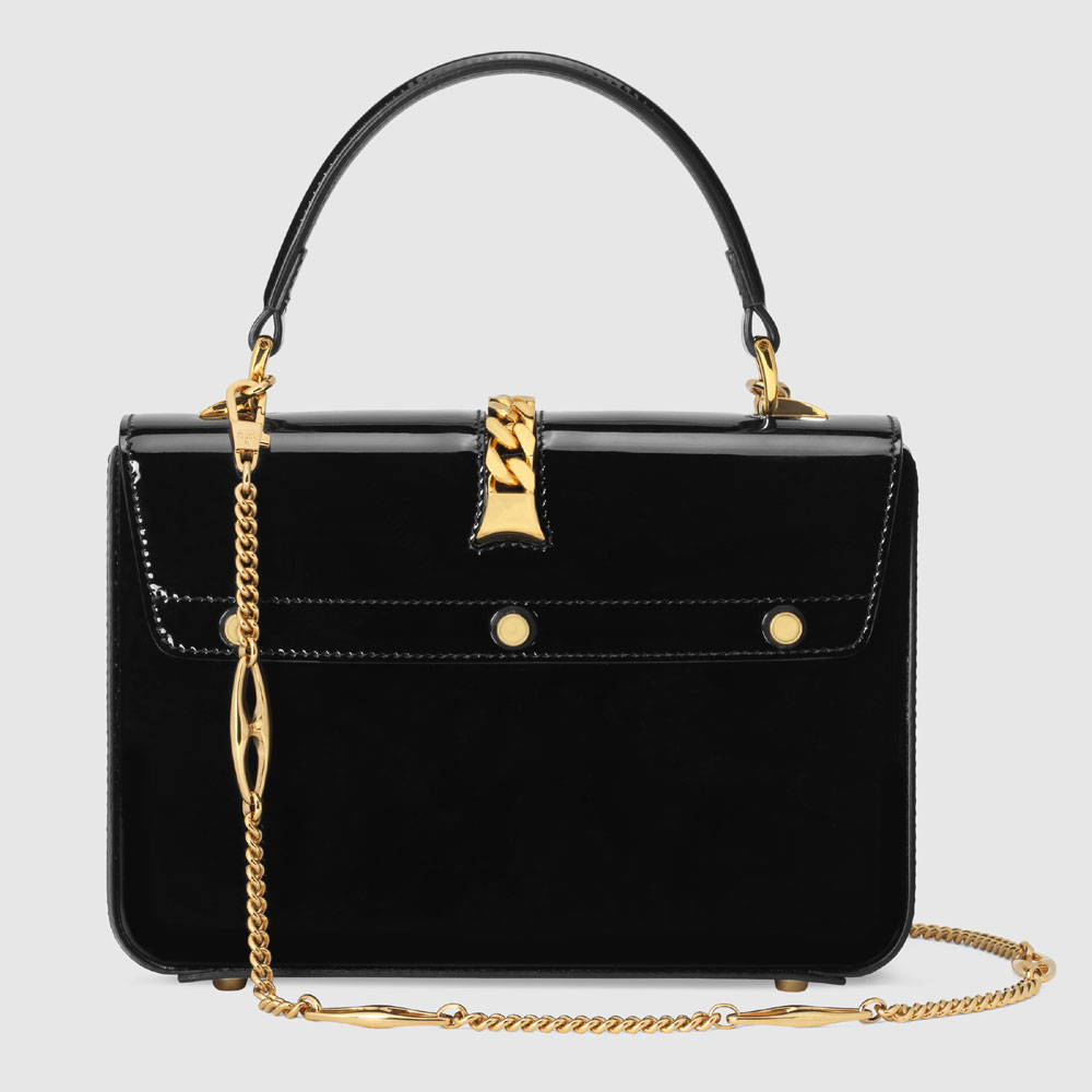 Gucci Sylvie 1969 patent leather mini top handle bag 589479 1J70G 1000 - Photo-3