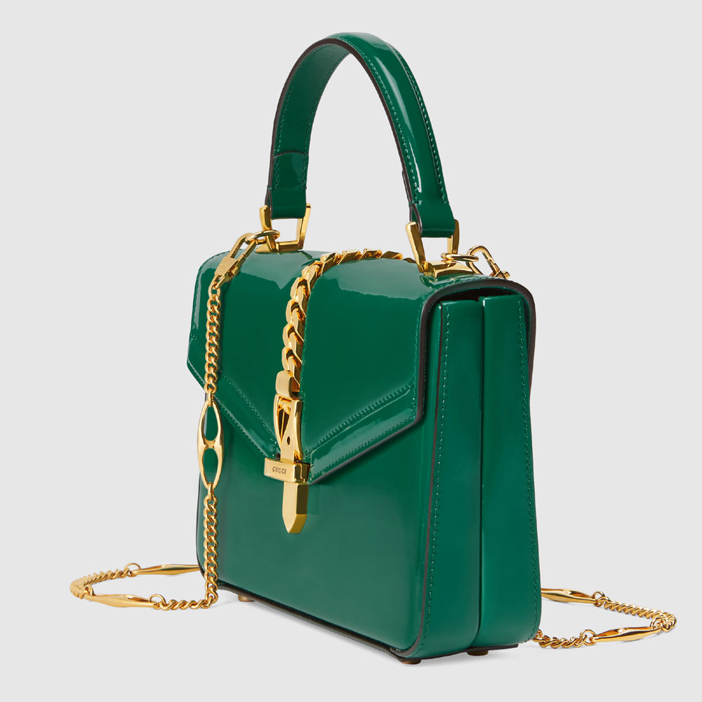 Gucci Sylvie 1969 patent leather mini top handle bag 589479 1J70G 3120 - Photo-2
