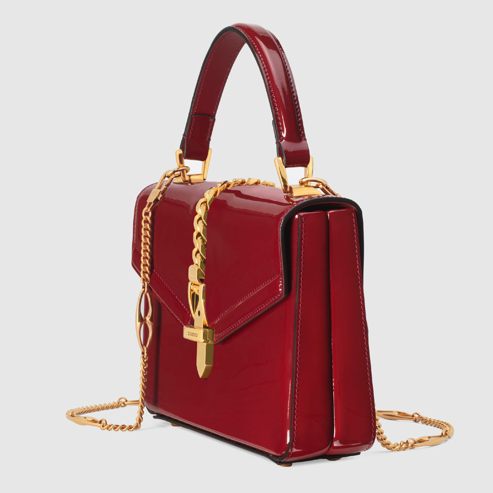 Gucci Sylvie 1969 patent leather mini top handle bag 589479 1J70G 6638 - Photo-2