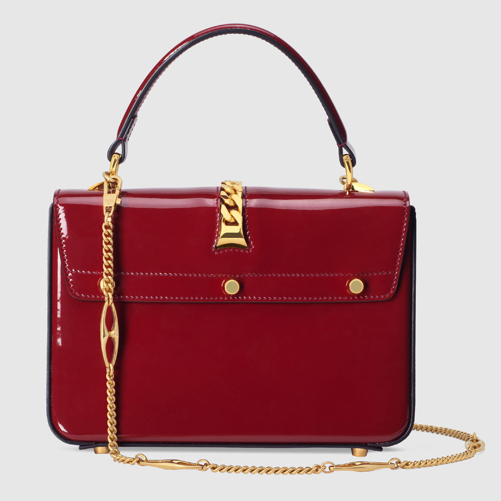 Gucci Sylvie 1969 patent leather mini top handle bag 589479 1J70G 6638 - Photo-3