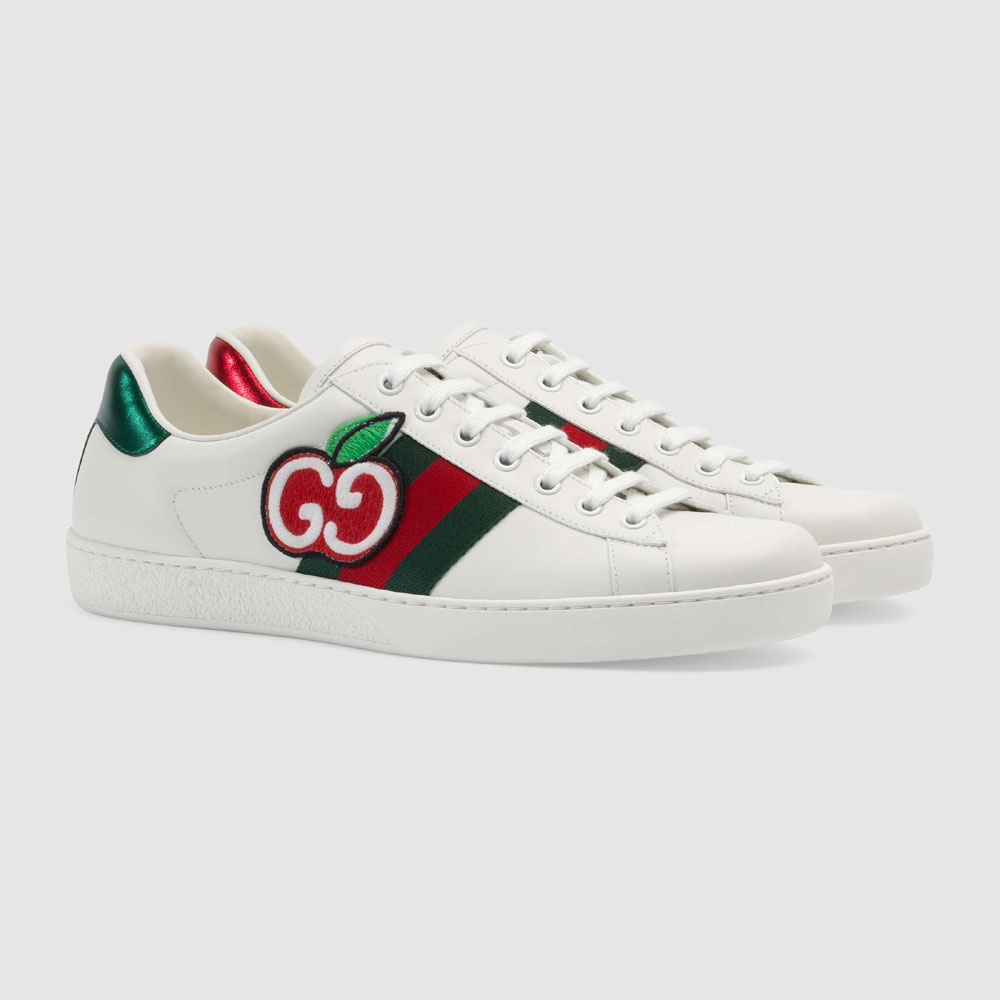 Gucci Mens Ace sneaker with GG apple 611376 DOPE0 9064