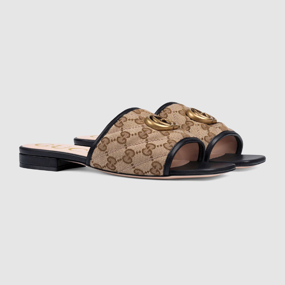 Gucci Womens GG matelasse canvas slide sandal 619893 KQWM0 9765