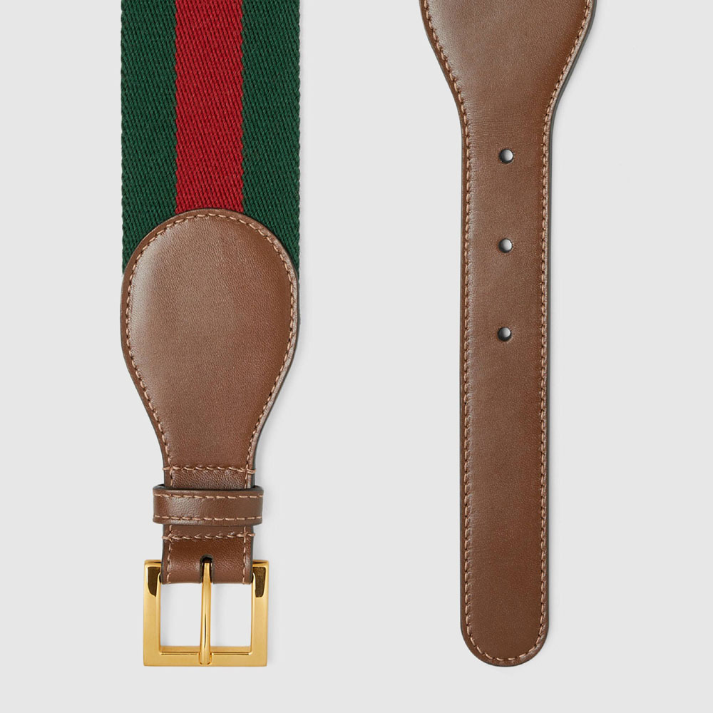Gucci Web belt with leather and Horsebit 625854 1NSAG 2364 - Photo-2