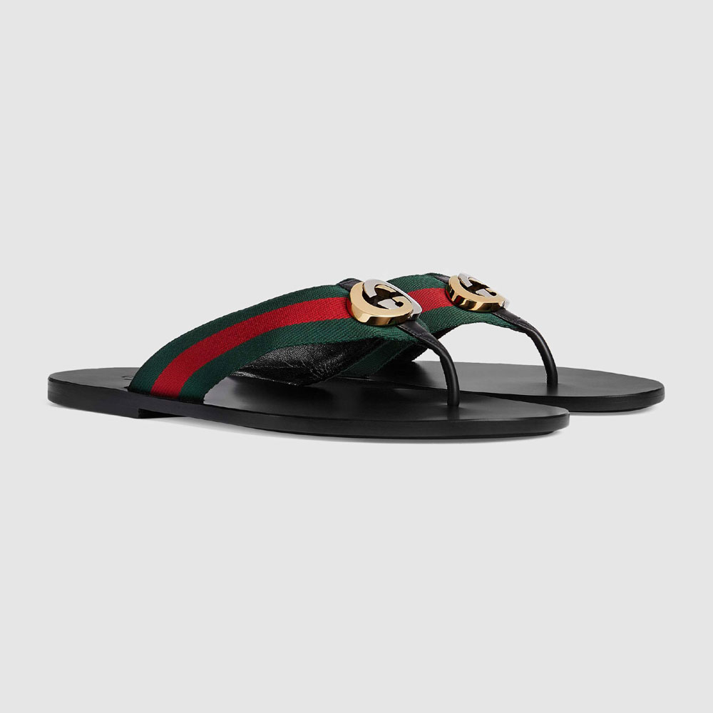 Gucci Mens thong sandal with Web 630307 H9020 8476