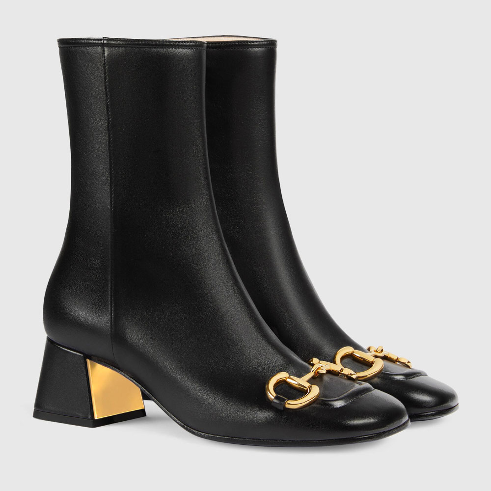 Gucci mid heel ankle boot with Horsebit 643888 BKO00 1000