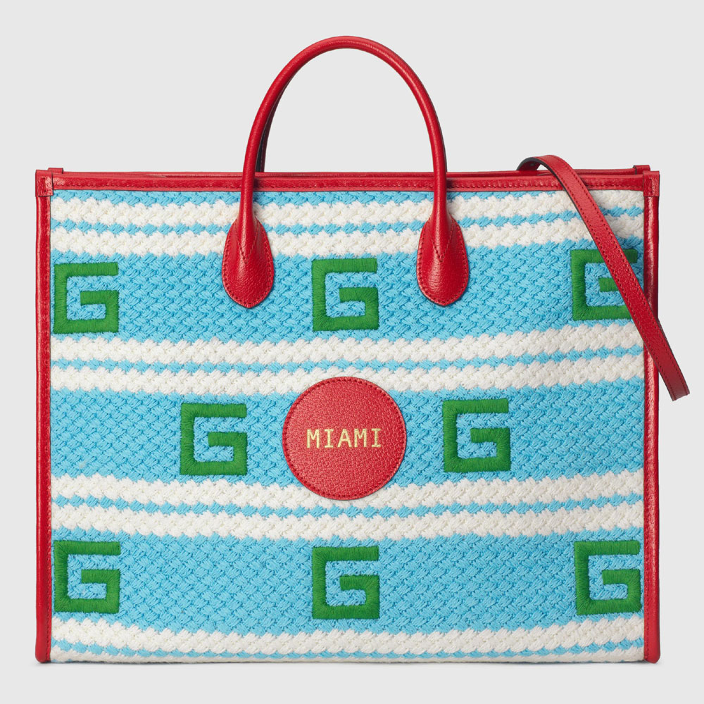 Gucci Miami striped tote bag 663709 JFIJG 8083