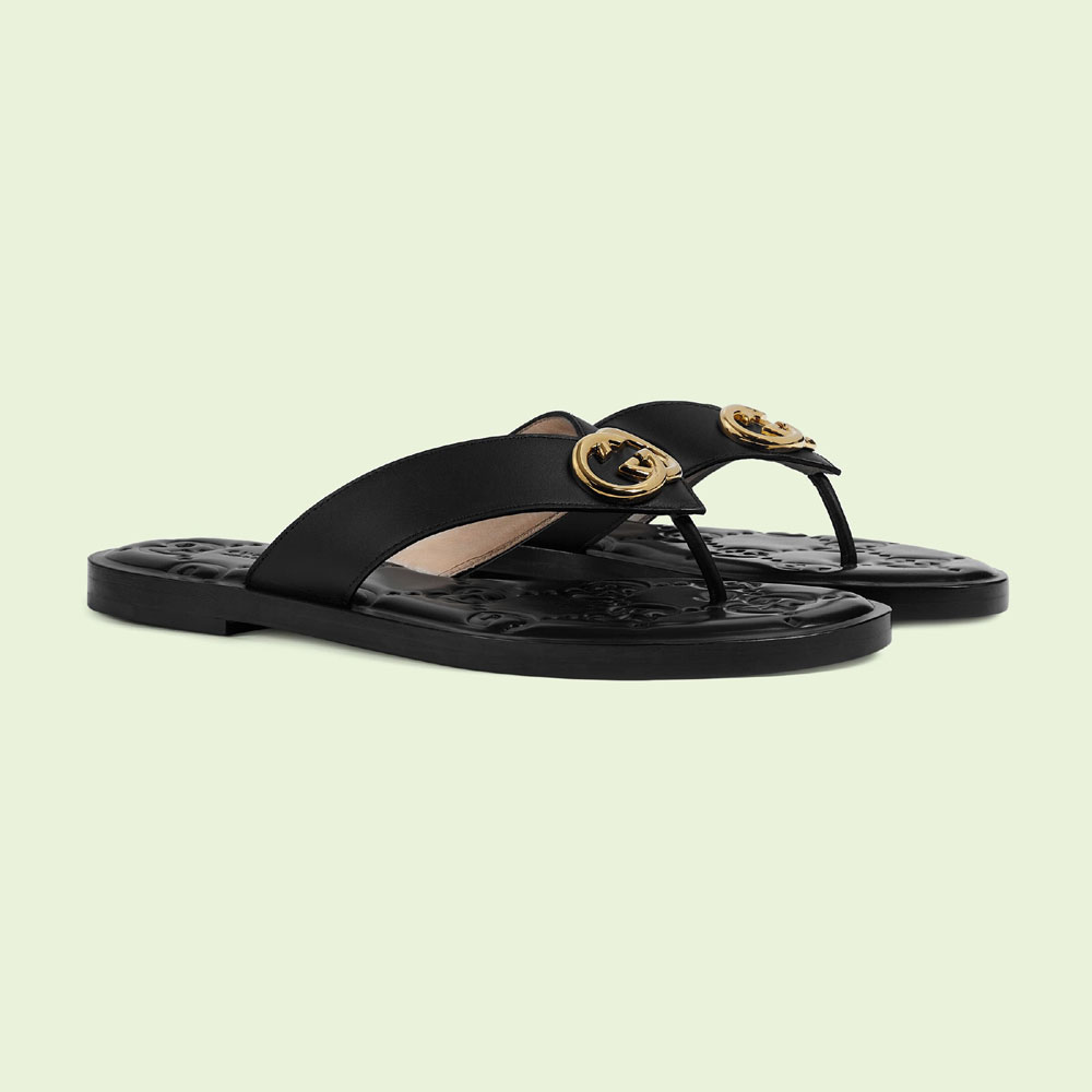 Gucci Interlocking G thong sandal 695207 A3N00 1000 - Photo-2