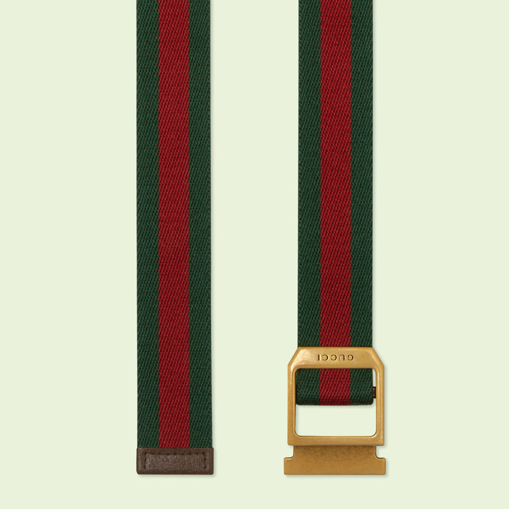 Gucci Web belt with rectangular buckle 700339 HE2VT 8742 - Photo-2